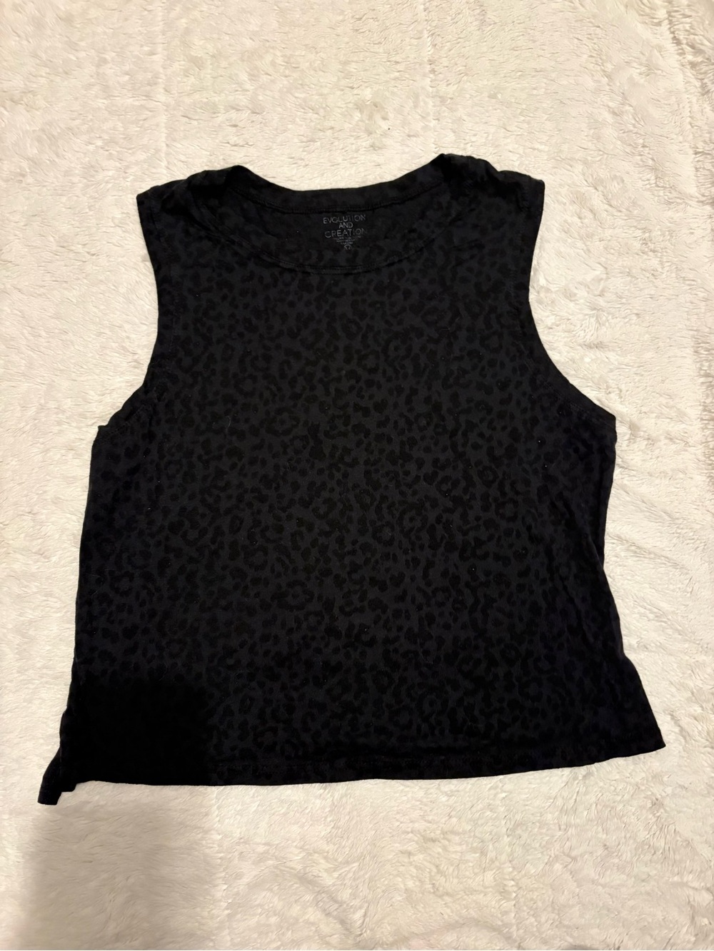 Evolution & Creation Black Leopard Print Muscle Tank Top Size M